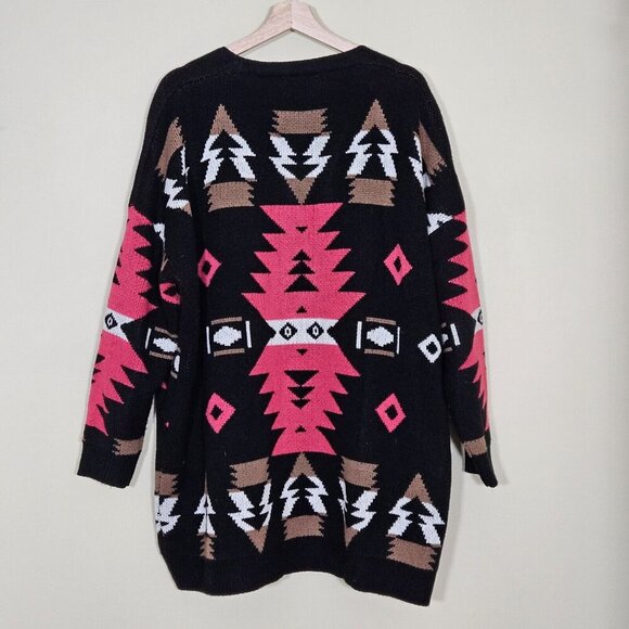 Heimish Cardigan Womens 1XL/2XL Multicolor Pockets LS Geo Aztec Tribal Boho Open - Picture 13 of 13